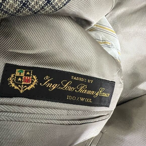 Daniel Cremieux blazer Ing Loro Piana 40S 100% wool blue/beige plaid multi. -9 - Picture 6 of 7